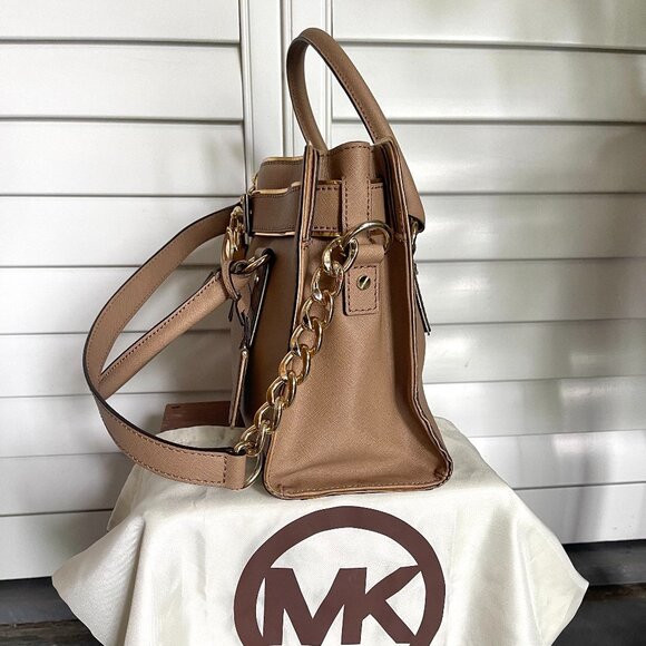 *GREAT CONDITION* Michael Kors Hamilton Saffiano Leather Medium Satchel in Khaki - Picture 9 of 14